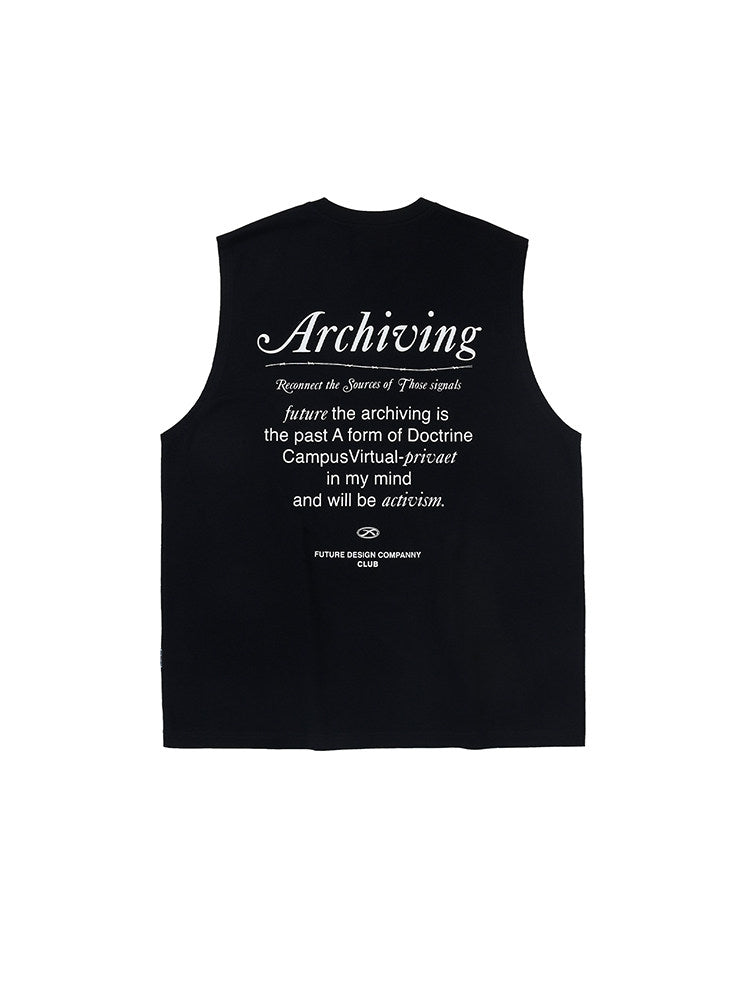 FPA Washed Letter Graphic Tank Top Summer Sport Fitness Chinese Street Style Loose Retro Cotton Sleeveless T-Shirt
