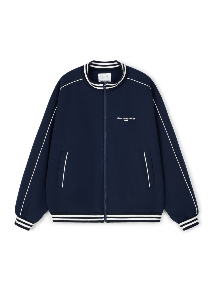 FPA Retro Sports Baseball Jacket – Chinese Streetwear Trend, Loose Fit, Stand Collar, Short Length, Unisex, for Men