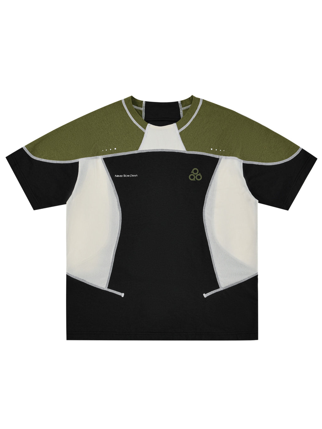 FPA Quick-Dry Color-Block Breathable Short-Sleeve T-Shirt, Summer Perforated Seam Detail, Round Neck, Couple Style, Casual Sports Tee
