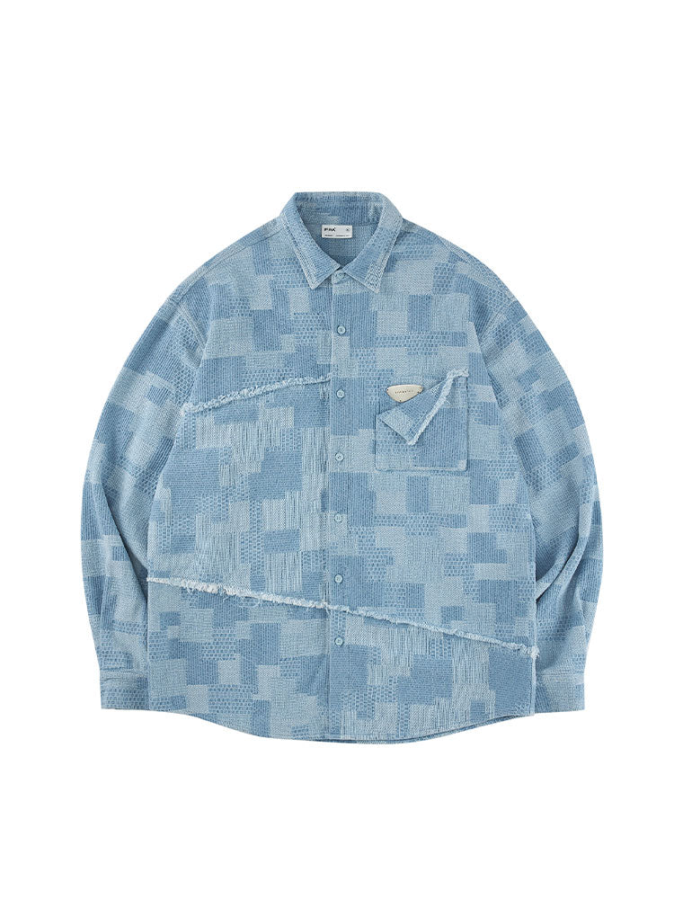FPA High-End Design Fringe Long-Sleeve Shirt – Unisex Retro American Style Casual Shirt for Men