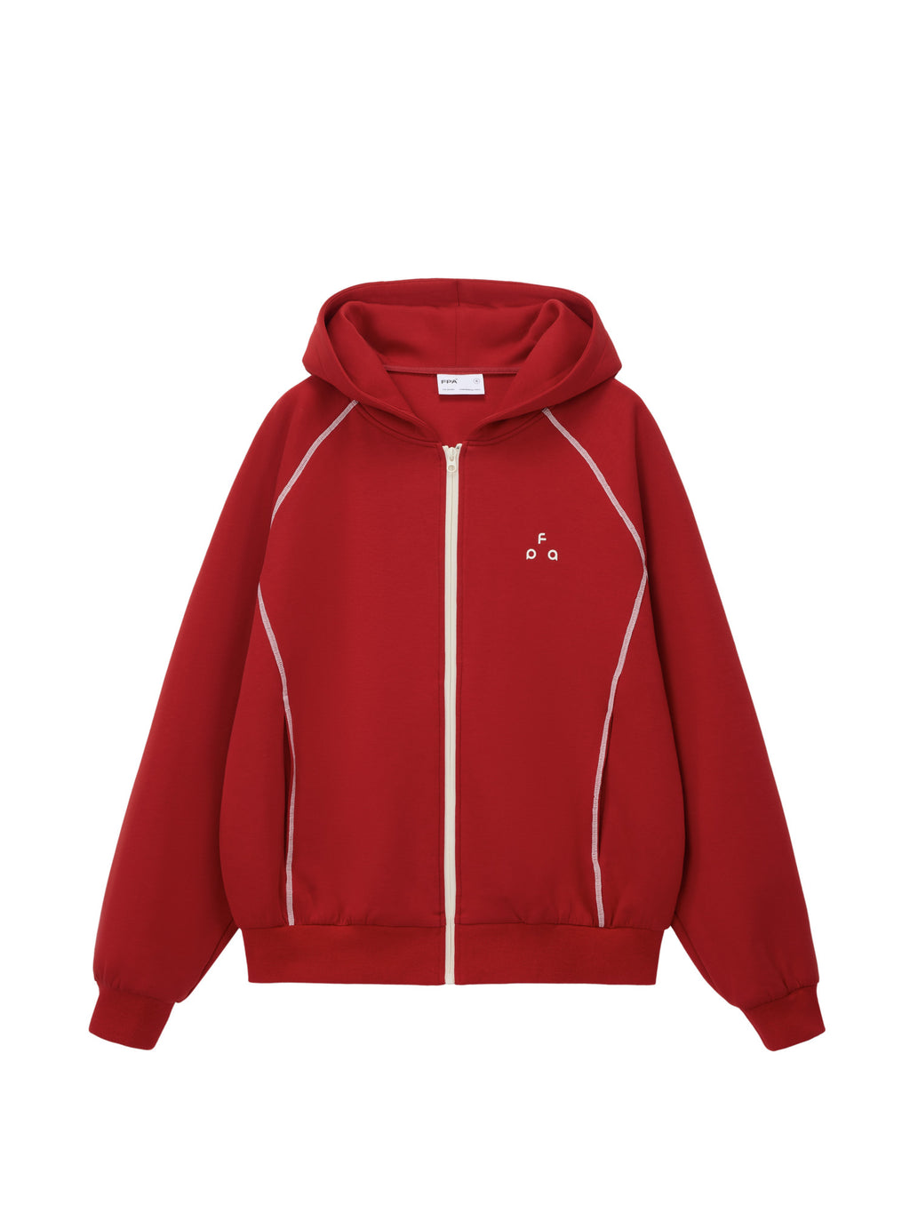 FPA Color-Block Contrast Stitch Hooded Sweatshirt - Chinese New Year Limited Edition Red Cardigan for Couples