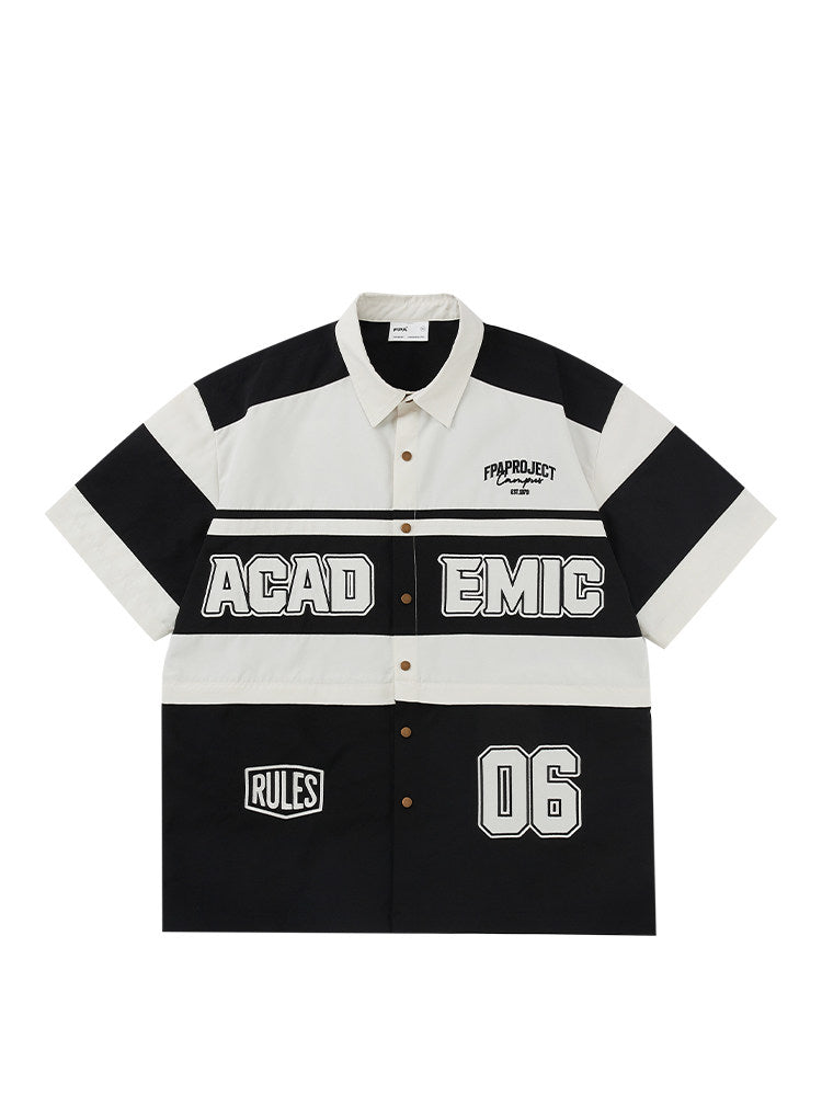 FPA Detachable Racing Short-Sleeve Shirt 2023 New Design Trendy Chinese Streetwear Loose Retro Shirt for Men