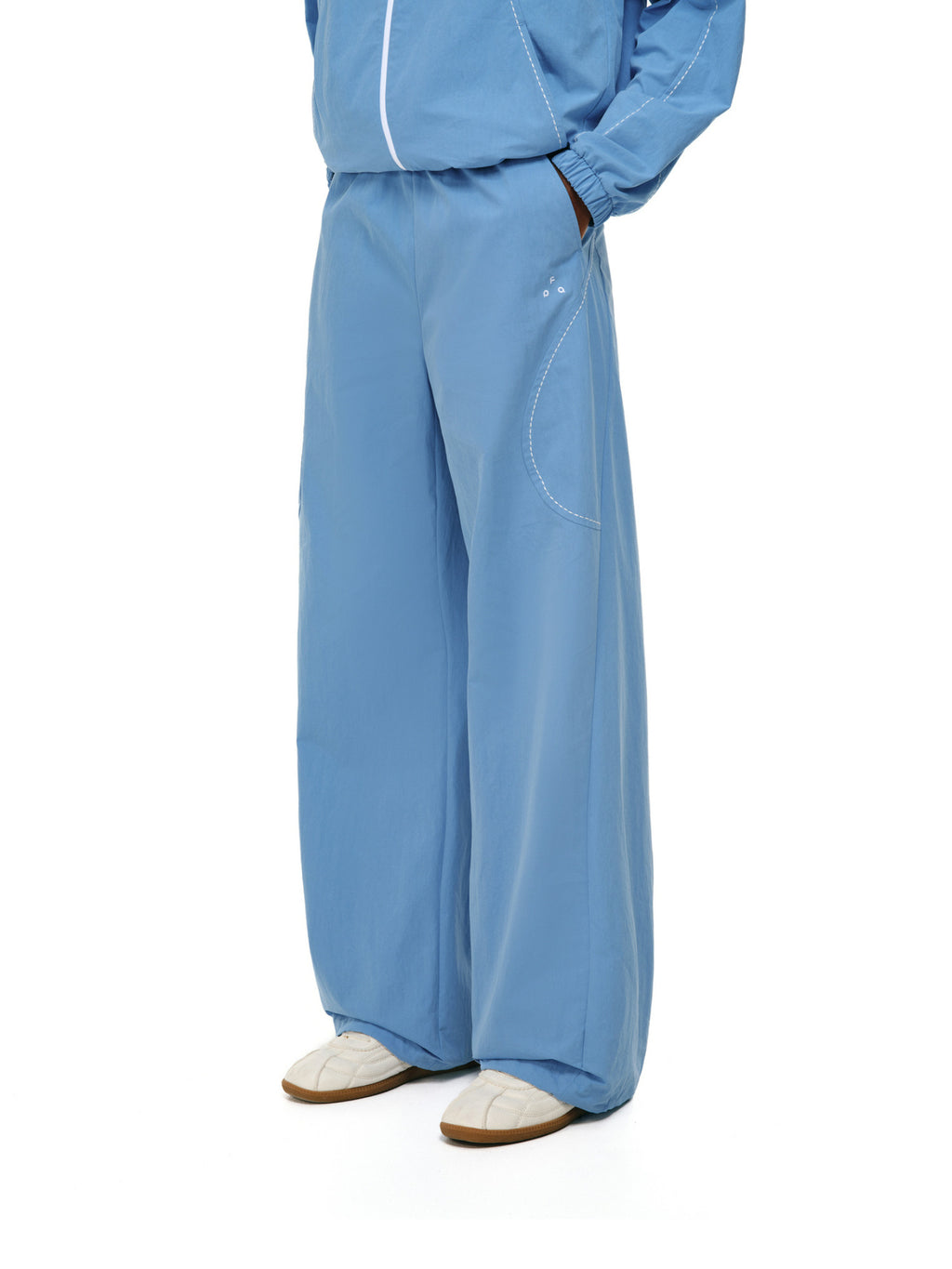 FPA Rice Grain Stitch Contrast Cotton-Nylon Curved-Line Trousers 2026 New Fall Loose Wide-Leg Casual Pants