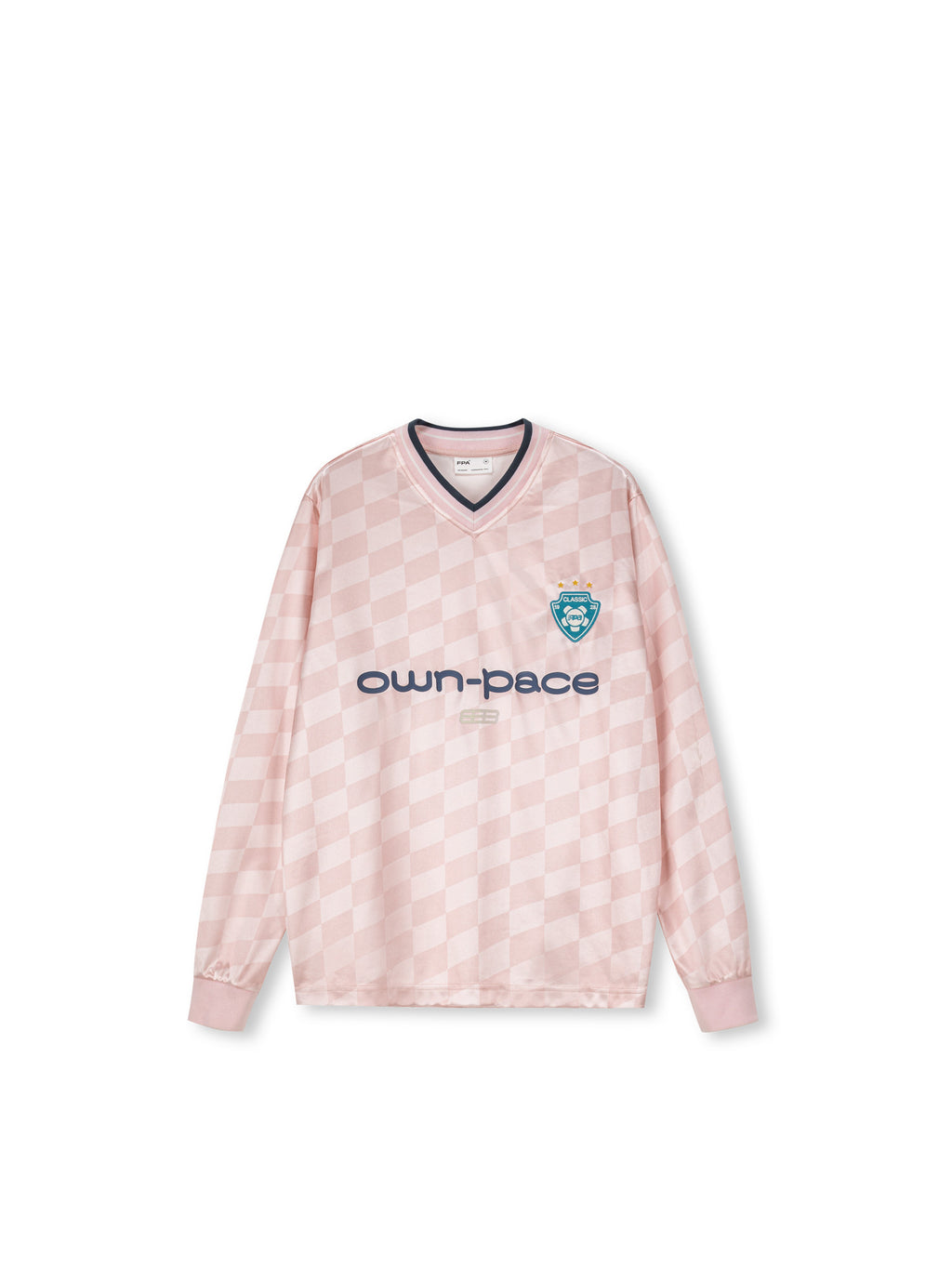 FPA Diamond Pattern Football Contrast Long Sleeve 2026 New Style Trendy Loose Fit Soccer Jersey T-Shirt