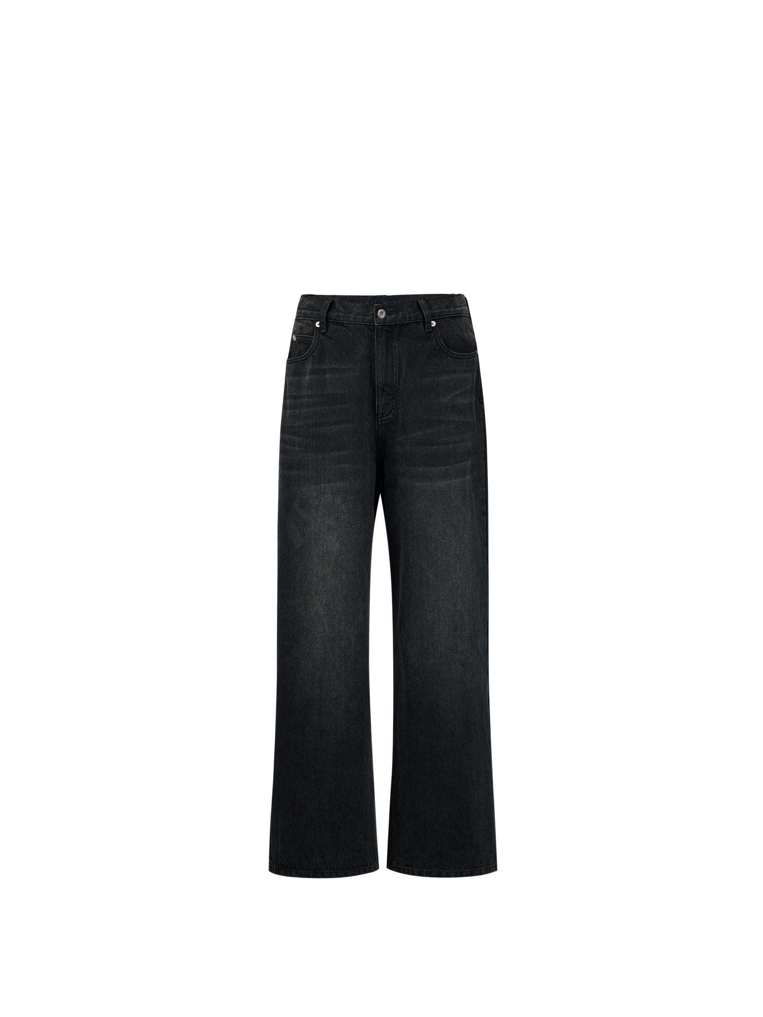 FPA Loose Wide-Leg Jeans (Washed Black) 2024 New Chinese Streetwear Trendy Long Pants for Men